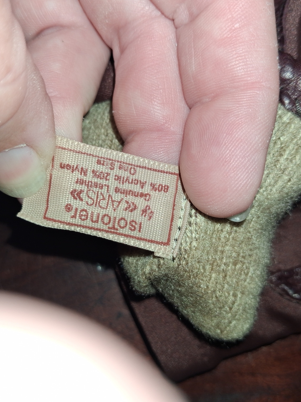 isotoner Women's Brown Leather and Fabric Gloves - Picture 3 of 3